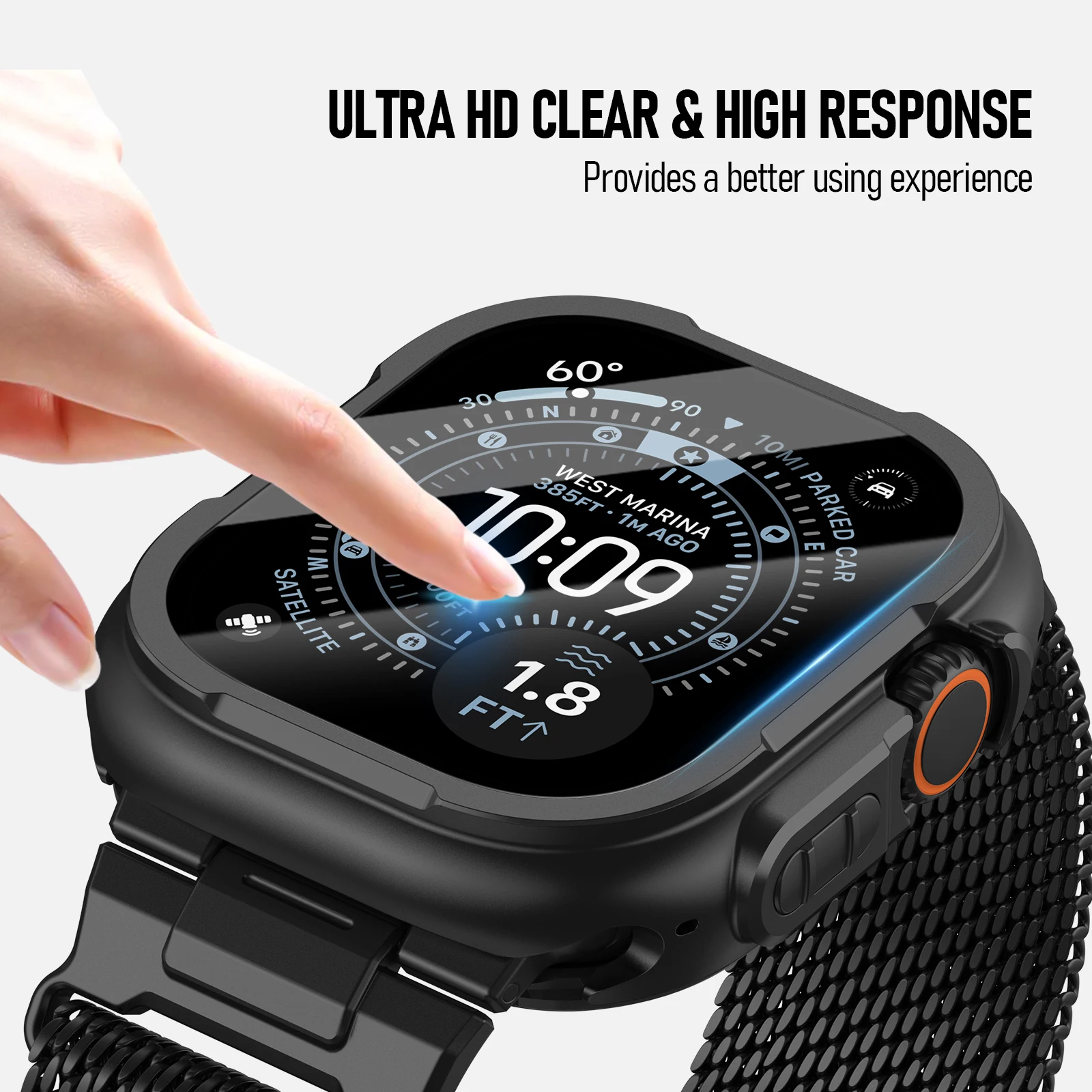 Zinc Alloy for Apple Watch case Ultra 3 2 49mm Rugged metal Protective Bumper with Screen Protector Cover for iWatch Ultra 49 mm