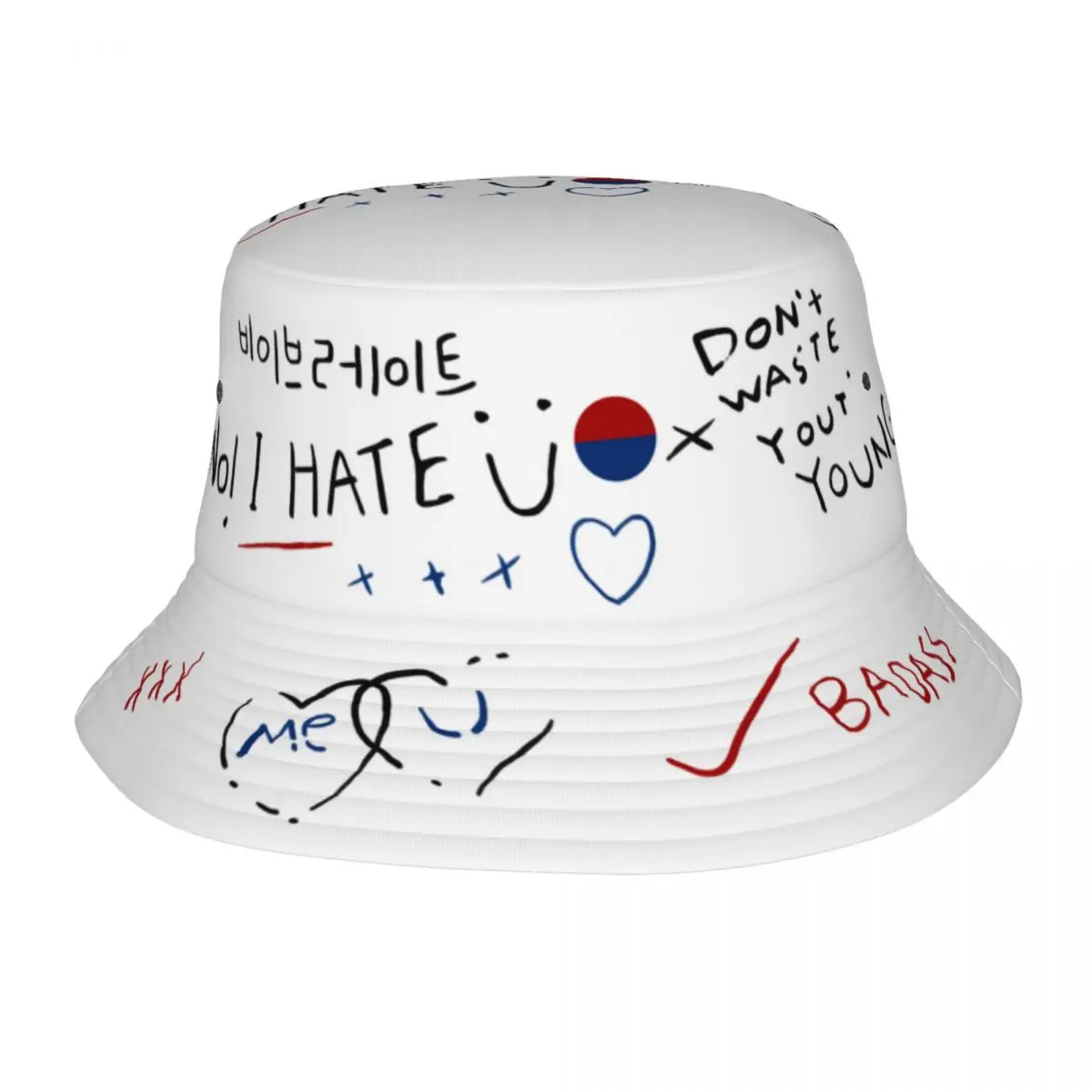 

Unisex Letter Graffiti Printing Bucket Hat Funny Fisherman Hats For Unisex Soft Fold Hunting Caps Harajuku Design Sun Hats