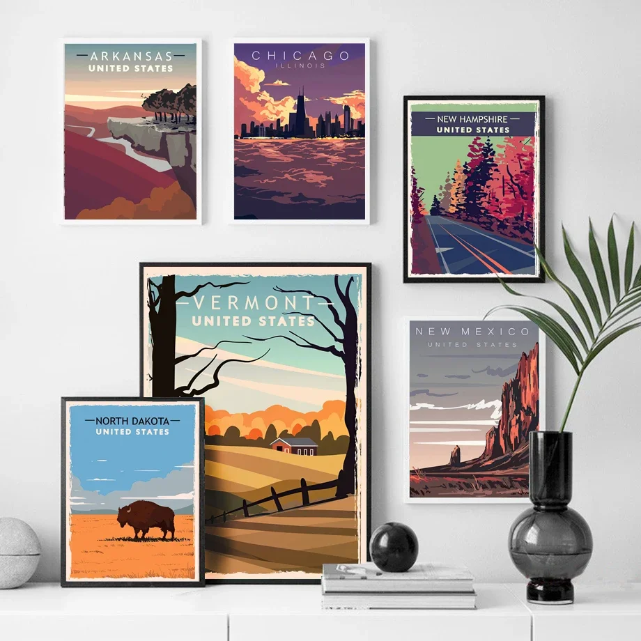 Abstract World Travel City London Chicago Wall Art Canvas Painting Nordic Posters And Prints Wall Pictures For Living Room Decor