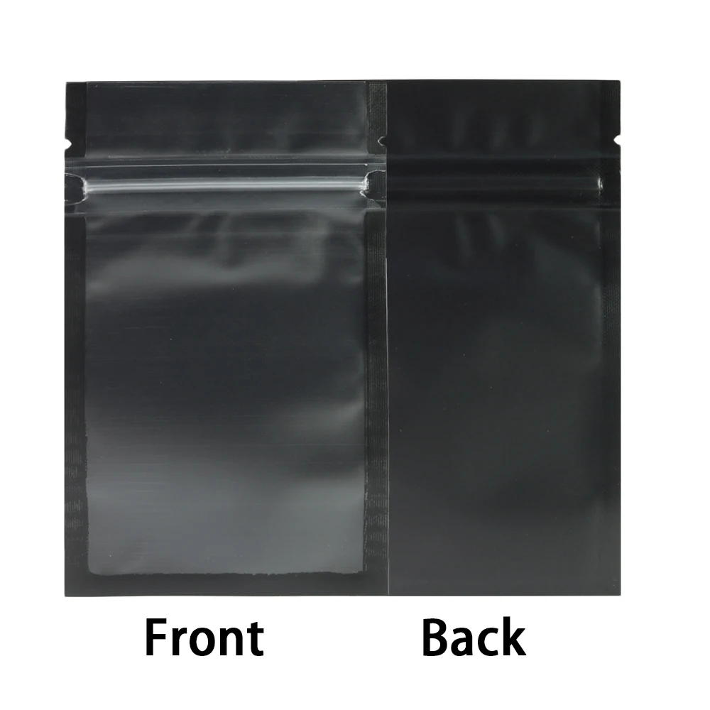 Heat Sealable Flat Plastic Mylar Packaging Bags Reusable Eco-friendly Zipper Matte Black Zip Lock Pouch With Frosted Window