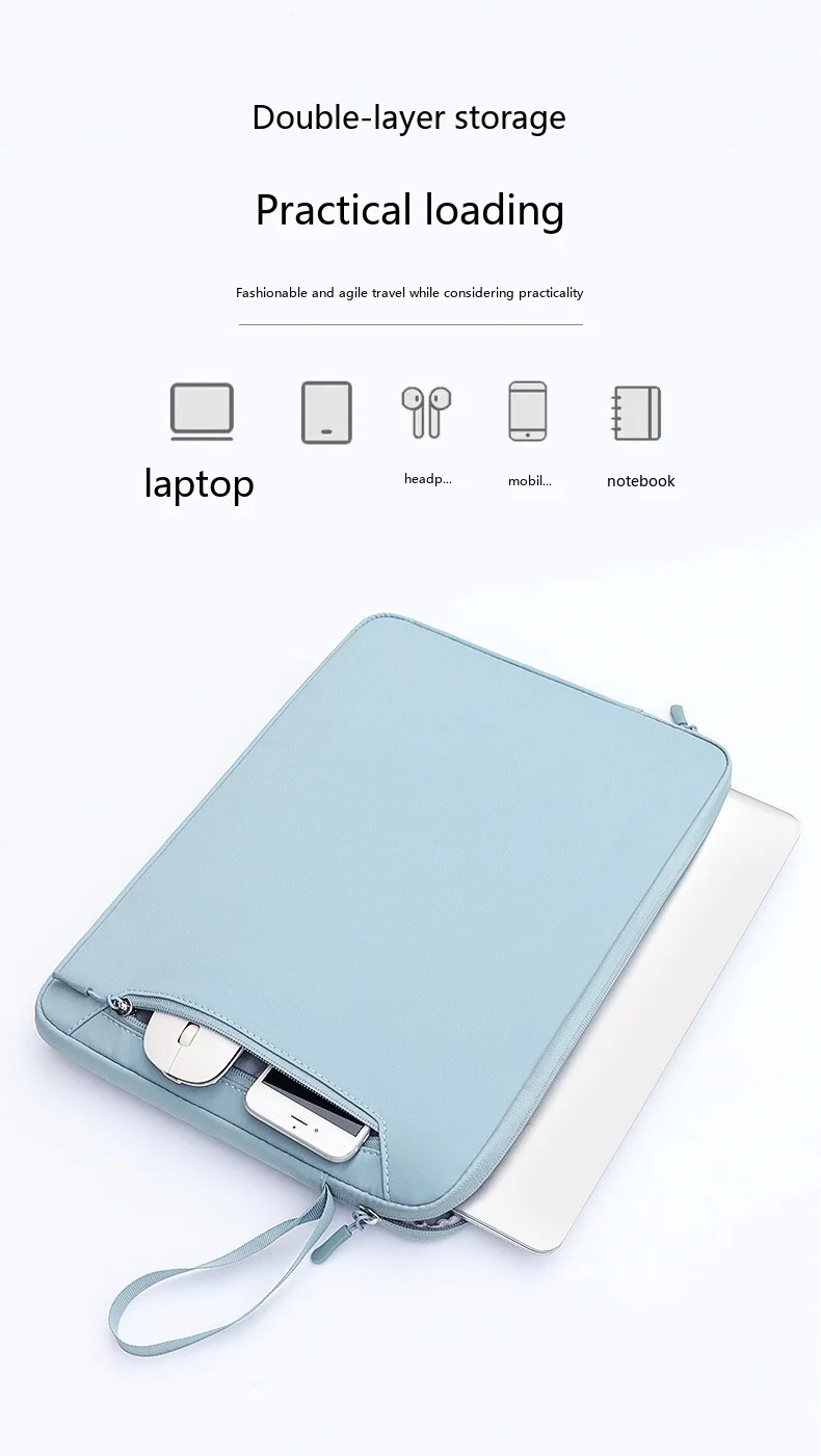 Laptop-Schutzhülle 13,3-15,4 Zoll Wasserdichte Tragetasche für MacBook, Notebook, Tablet – Detail 4
