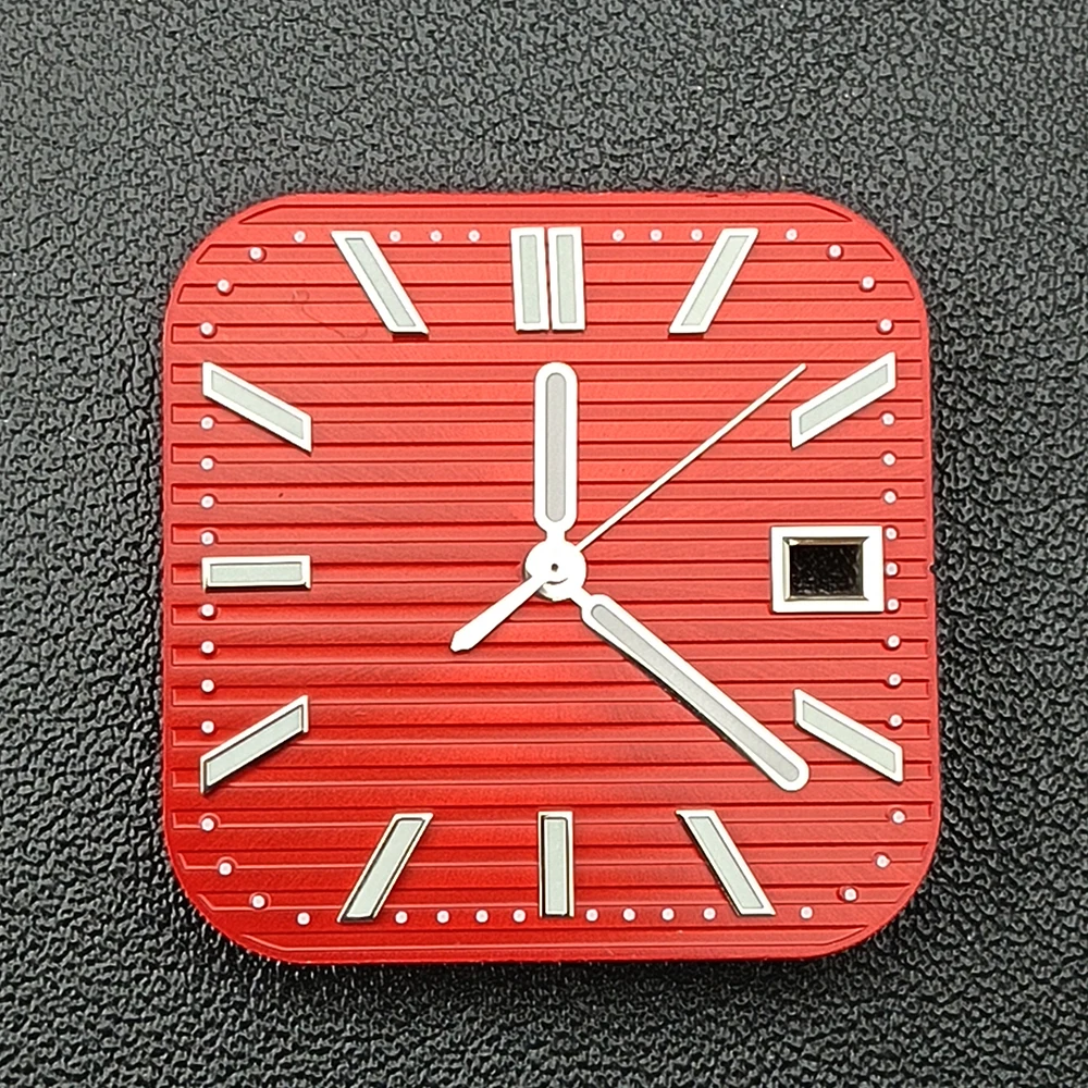 Nh35 mostrador quadrado relógio dial logotipo personalizado verde luminoso relógio masculino dial caber nh35 movimento acessórios de relógio