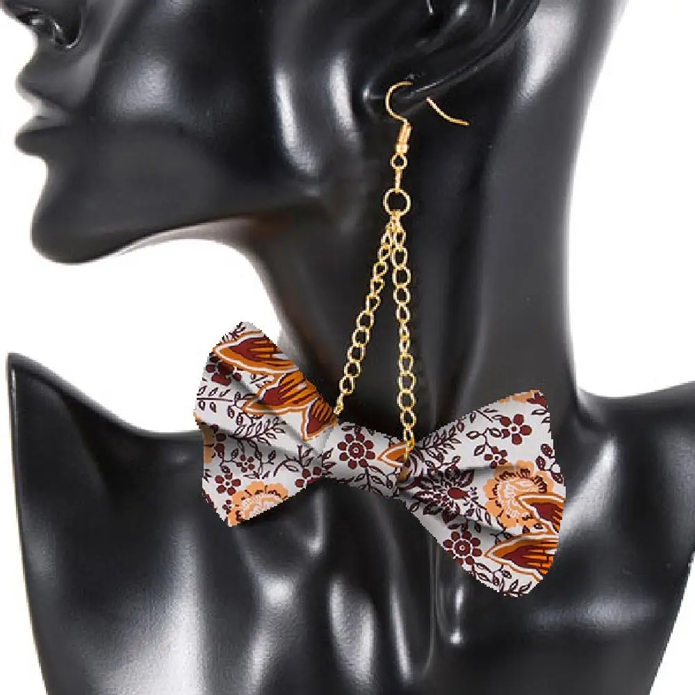 Afripride African Fashion Style Bow Earring for Women Handmade Ankara Dresses Drop Earring Print Wax Fabric Accessories WYB595