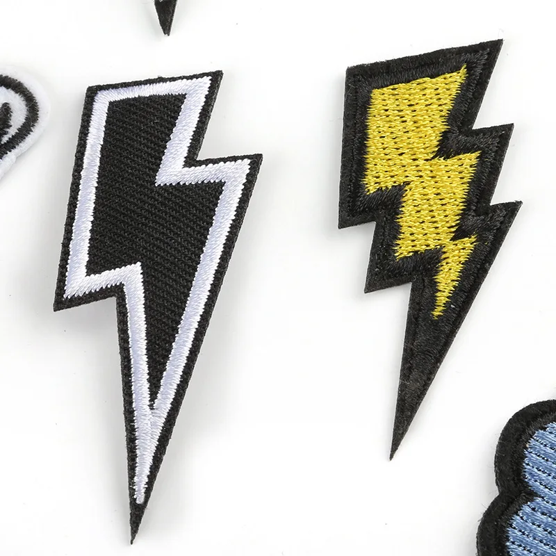 10pcs Lightning Embroidered Patches For Clothing Thermoadhesive Designer Mochila Diy Iron On Naszywki Sew Jacket Small Lot Bulk