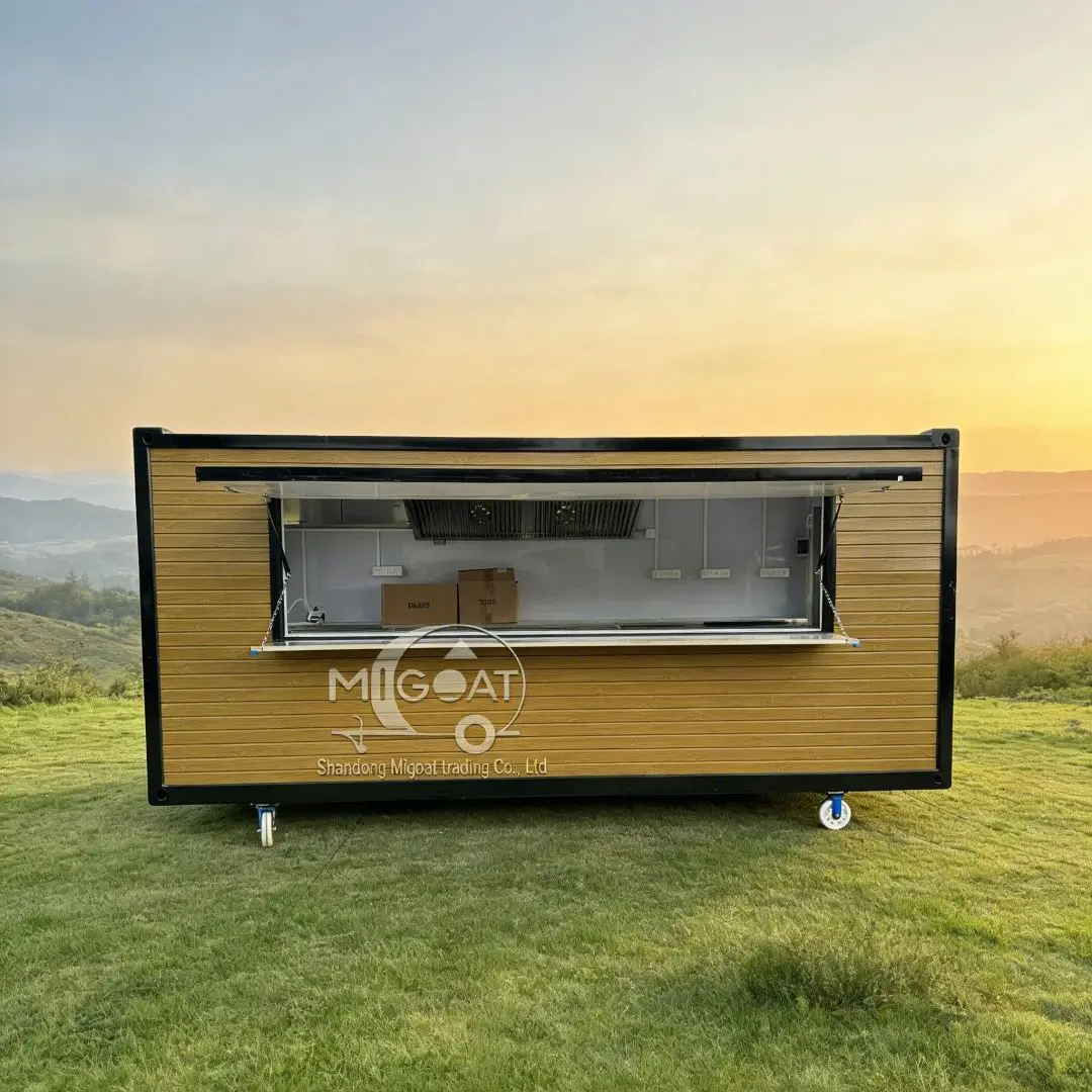 Multifunctional Mobile Food Kiosk with Wheels Outdoor Catering Trailer for Coffee Burger Ice Cream Street Vending