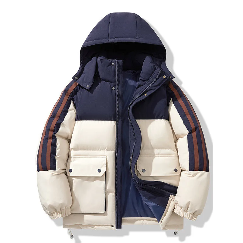 

Новая осенне-зимняя короткая мужская куртка на хлопковой подкладке, пуховая одежда с хлопковой подкладкой, воротник-стойка, теплая одежда для хлеба
