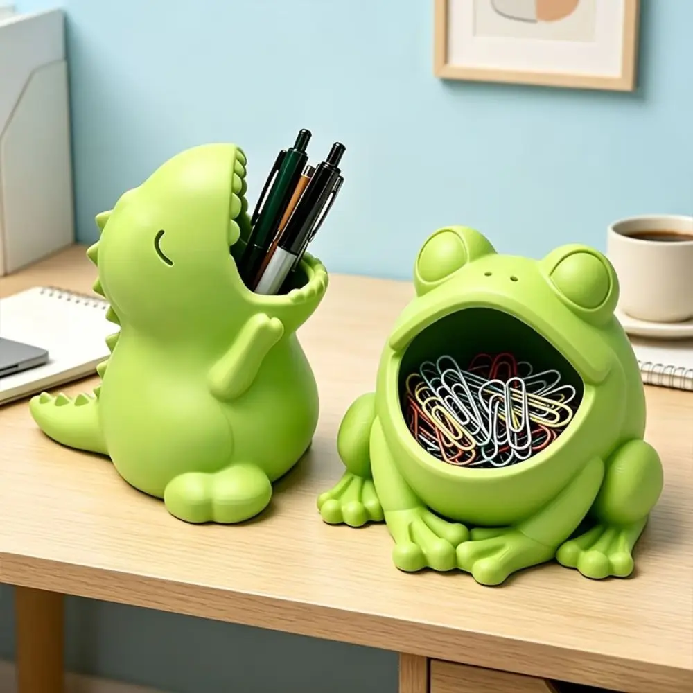 3D Printed T-Rex Pencil Holder Frog Animal Stationery Storage Dinosaur Desk Organizer Large Capacity PLA Material