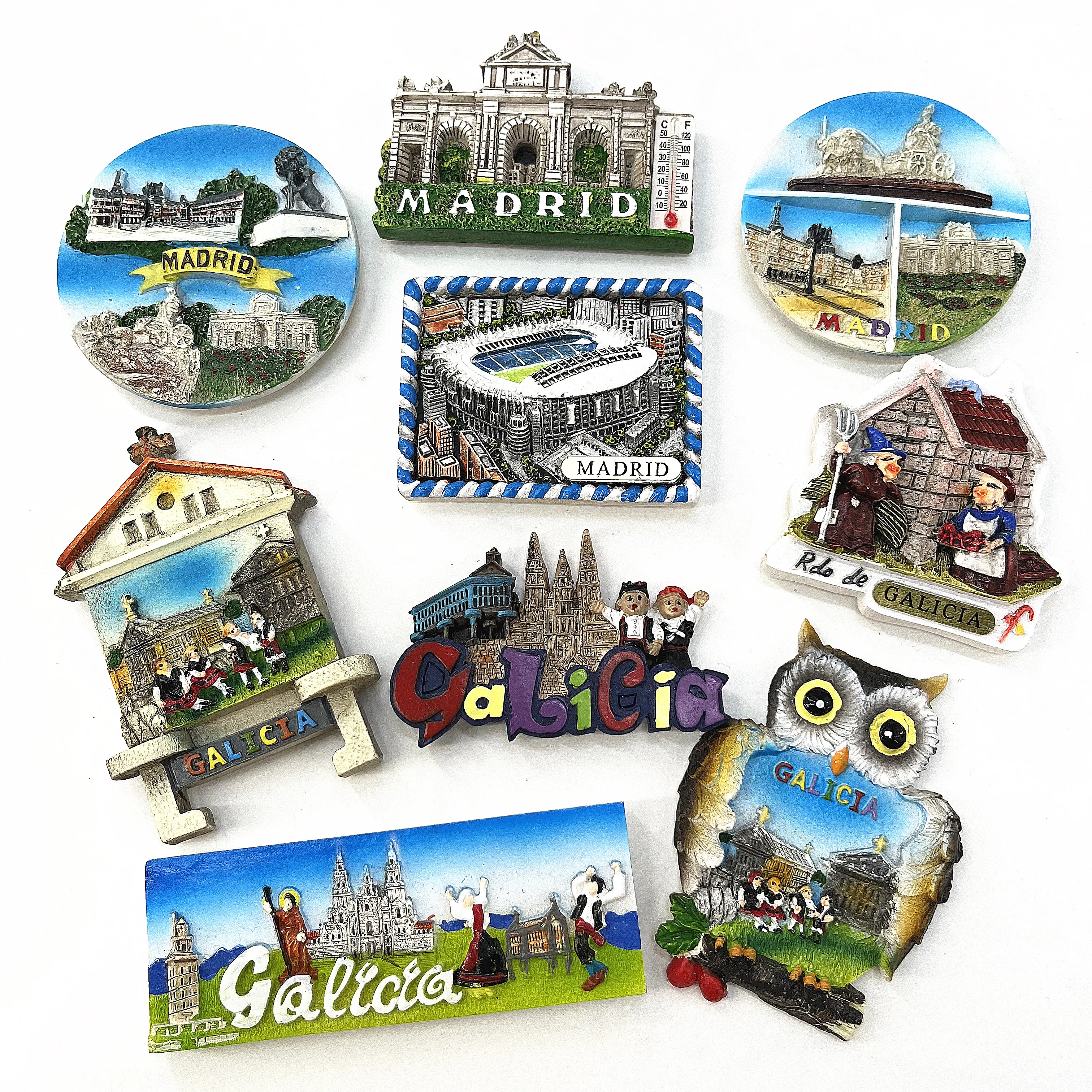 Europe Spain Madrid Plaza de Cibeles Galicia Tourist Souvenirs 3D Resin Fridge Magnet Gift Refrigerator Magnetic Decoration
