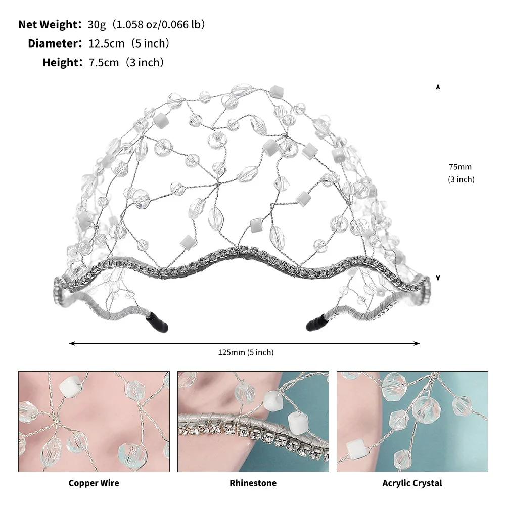 اليدوية كريستال الشعر صافي أنيقة اللؤلؤ العصابات الشعر الفاخرة العروس الزفاف إكسسوارات الشعر مجوهرات غطاء الرأس الطرف للنساء