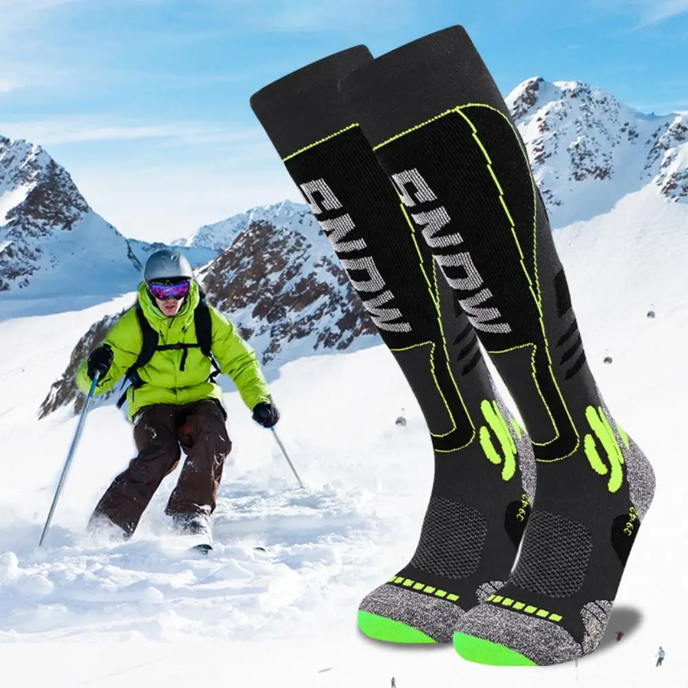 Fashion Long Tube Ski Socks Thickened Breathable Snowboard Socks Warm Thermal Shock-absorbing Compression Socks Unisex
