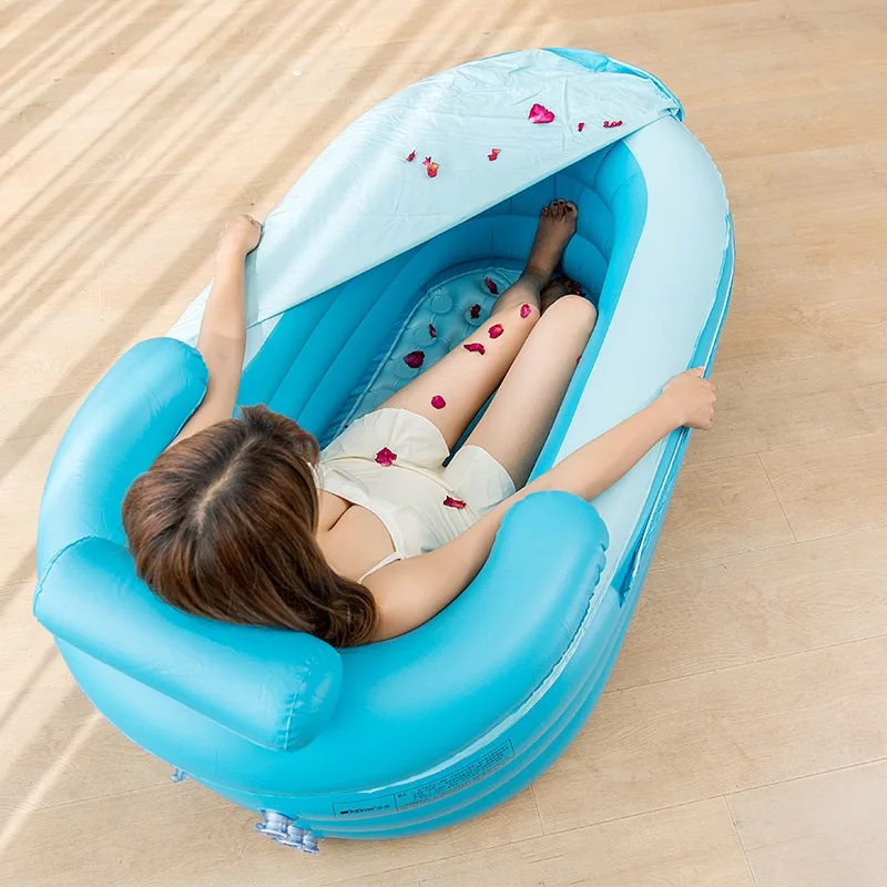 Inflatable Portable Bathtub PVC Inflatable Pool Foldable Spa Bathtub Basin Bathtub for Adults Children Bath