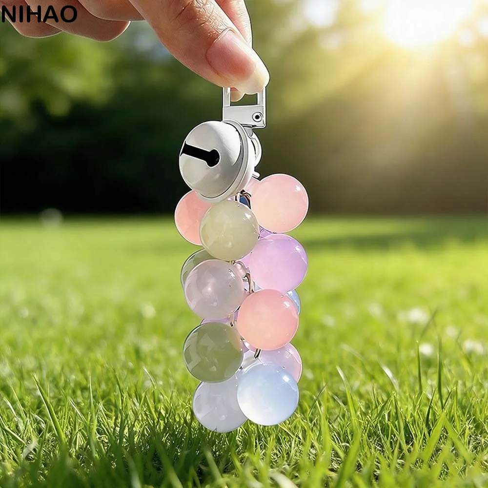 UV-Sensitive Grape Key Chain Candy-Colored Acrylic Beaded Bag Charm Fruit-Shaped Translucent UV Changing Pendant Party Favors
