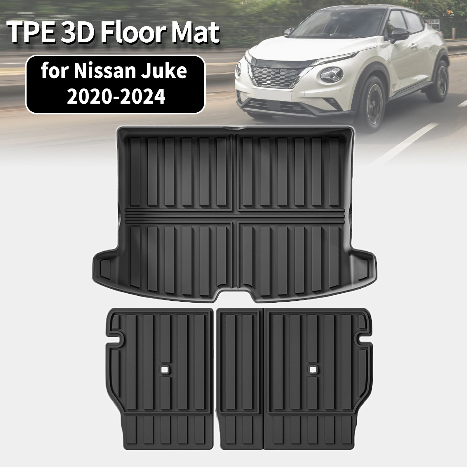 for Nissan Juke F16 (Fuel Europe) 2020-2024 LHD RHD TPE Trunk Mat & Seat Back Non-Toxic Odor Free Eco Friendly Car Supplies