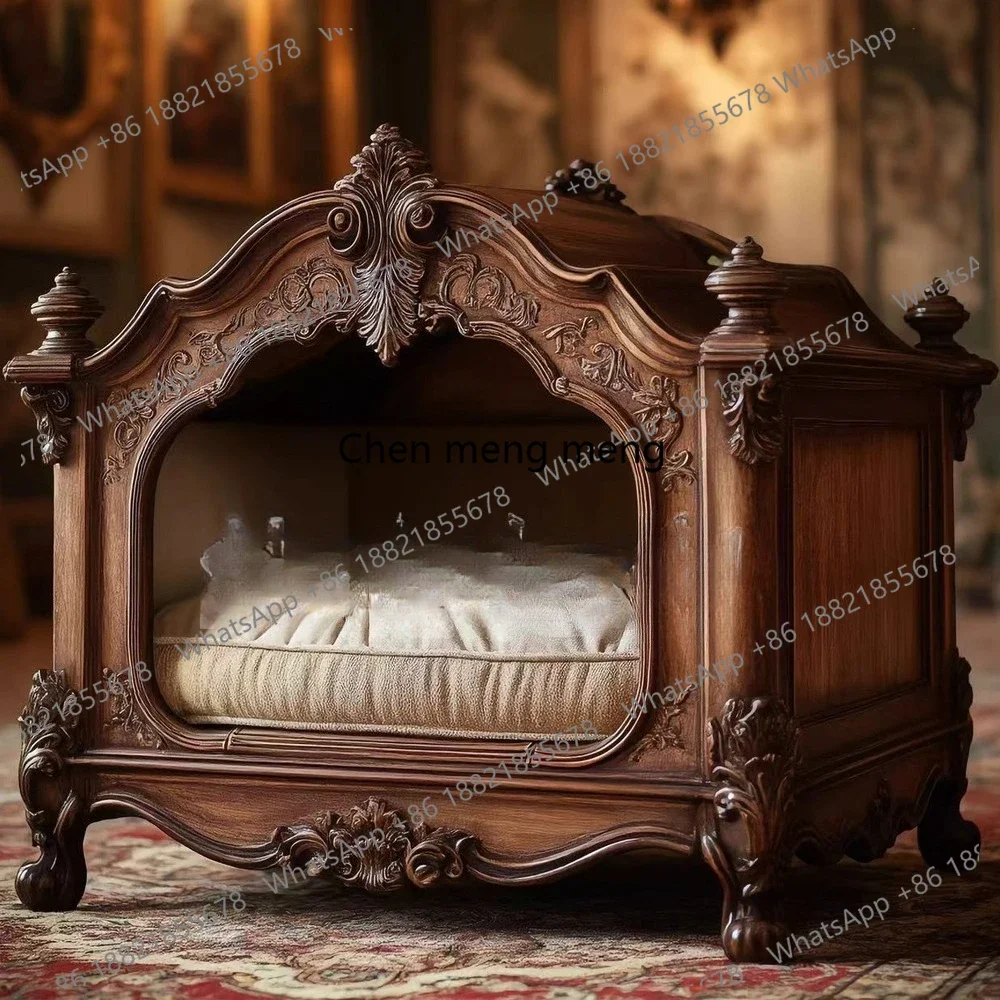 

American country style pet furniture cat villa dog villa upscale solid wood cat house dog house