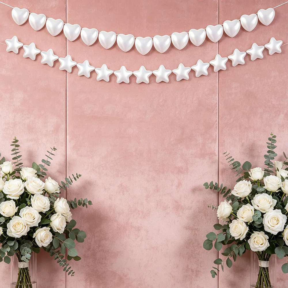 Pentagramm-Liebesperlen-Kettenanhänger, PE-Perlenstrang-Deko, Glänzende Perlenkette für Hochzeit, Geburtstag, Party, Deckendekoration – Detail 9