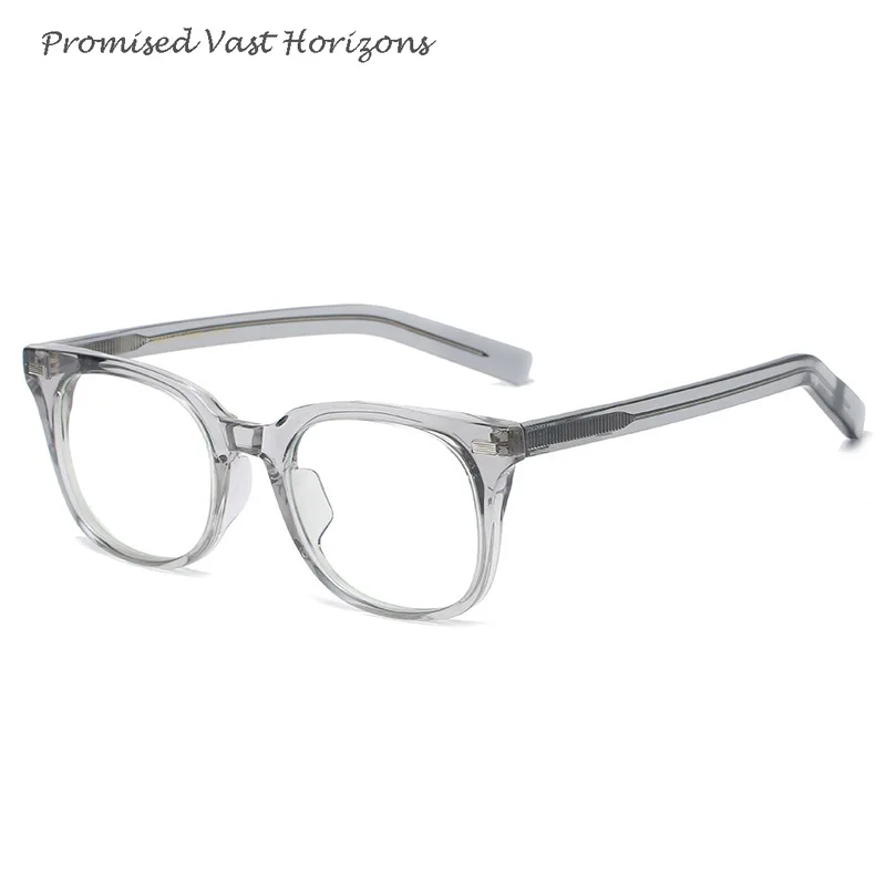 Корейская квадратная заклепка TR90, большая передняя игла внутри, регулируемые ацетатные дужки, блокирующая синий свет, плоские линзы, оправа для очков