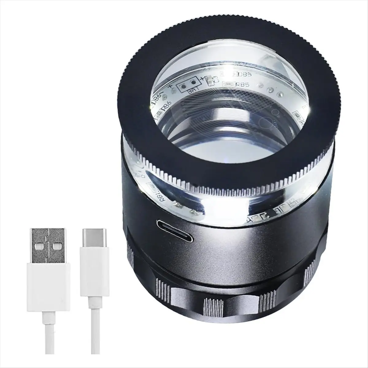 ABQR 10-кратная аккумуляторная лупа с оптической стеклянной линзой со съемной многофункциональной шкалой со светодиодной подсветкой для штампа Coinsand