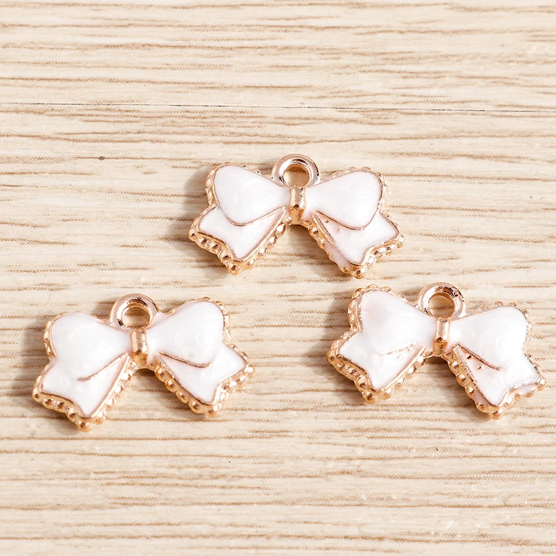 Tusember 10 Stück Emaille-Anhänger, elegante Schleife, Schleife, Charms für Schmuckherstellung, Ohrringe, Halskette, DIY, Armband, Zubehör, Zubehör – Detail 33