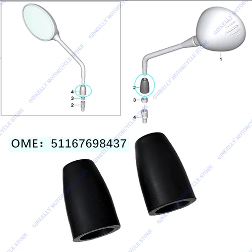 Imagen 2 del producto Cubierta de goma para espejo retrovisor para BMW F900GS R1200GS ADV F850GS ADV R1200R R1200RT, accesorios para motocicleta OME 51167698437