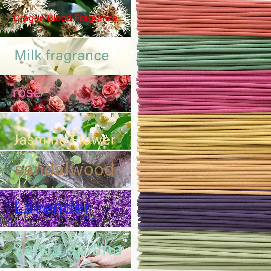 22cm clean colorful thread incense with 7 fragrances, 24 sticks/pack, suitable for home office, restaurant, hotel other places