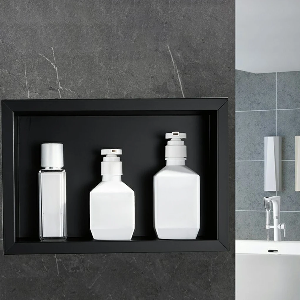 Black Space Saving And Decorative Stainless Steel Shower Niche For Stylish Bathrooms ple