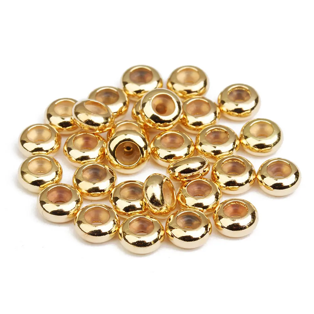 Silicone Positioning Beads 20 Pieces 10mm Gold Tone Copper Core Flat Stopper Spacers for DIY Jewelry