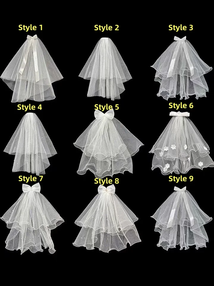 Msikoods edding Veil with Comb for Kids Wedding Hair Accessories for Girls 2 Tier Bow Embellishment Props for Photo Taking