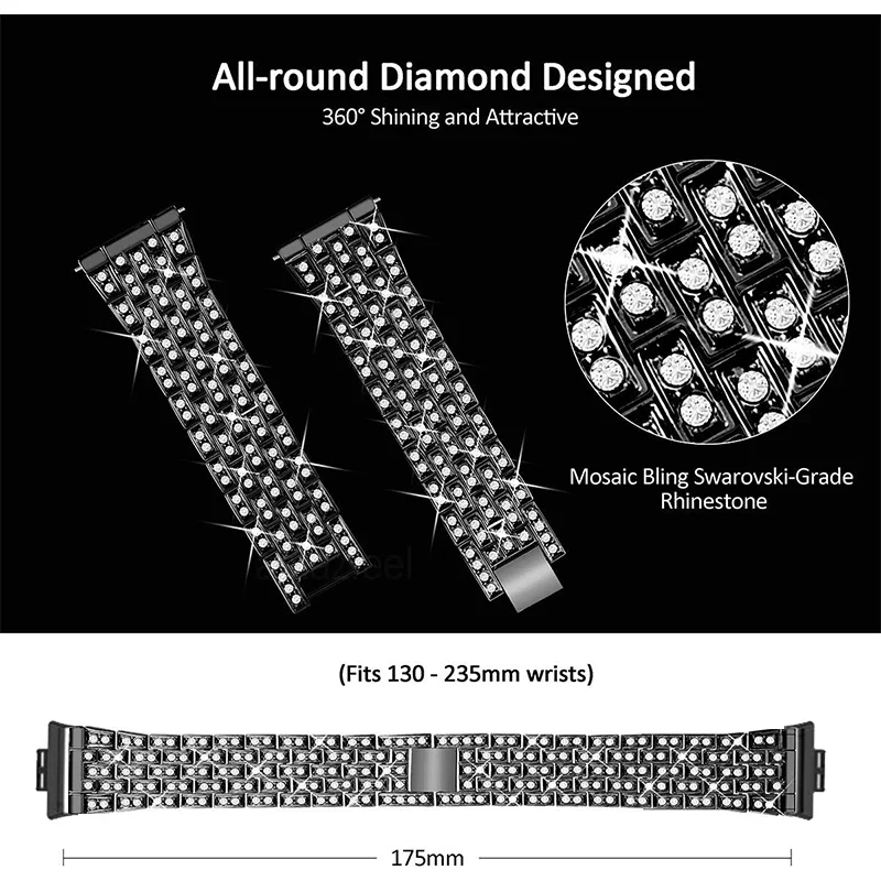 Vòng Đeo Tay Cho Đồng Hồ Huawei Fit/Phù Hợp Với 2 Dây Đeo Đờ Mi Kim Cương Kim Loại Đồng Hồ Đeo Tay Ban Nhạc Cho Đồng Hồ Huawei Watch Phù Hợp Với 2 Dây Đeo Đồng Hồ