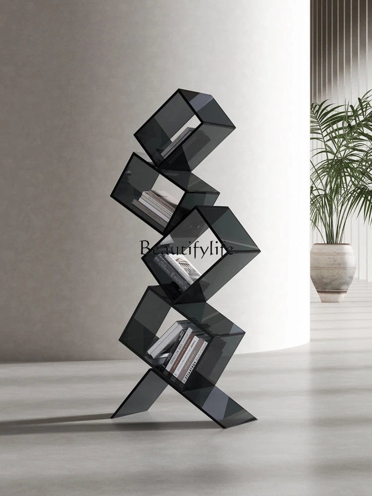 Modern Minimalist Acrylic Floor Bookshelf Living Room Combination Storage Rack Multi-Layer Irregular Locker