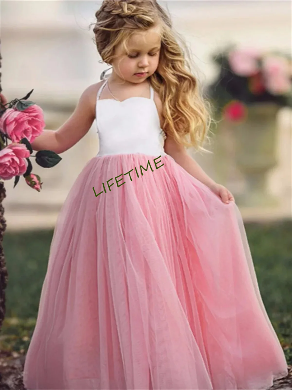 Elegant Ruffles Ball Gown Flower Girl Dresses Crystal Kids Princess For Weddings Party Pageant Gowns vestidos de fiesta