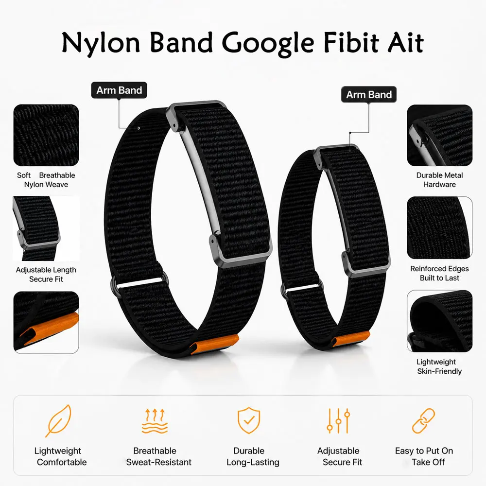 Nylon Band for Google Fitbit Air Magic Buckle Adjustable Wrist Bracelet Multi Daily Replacement Soft Band for Google Fitbit Air