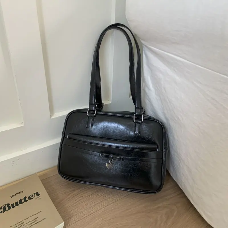 

Japanese Sweet Cute Bow Briefcase Women Leather Large Capacity Tote Bag Ladies Preppy Style Harajuku Y2k Versatile Backpack 2025