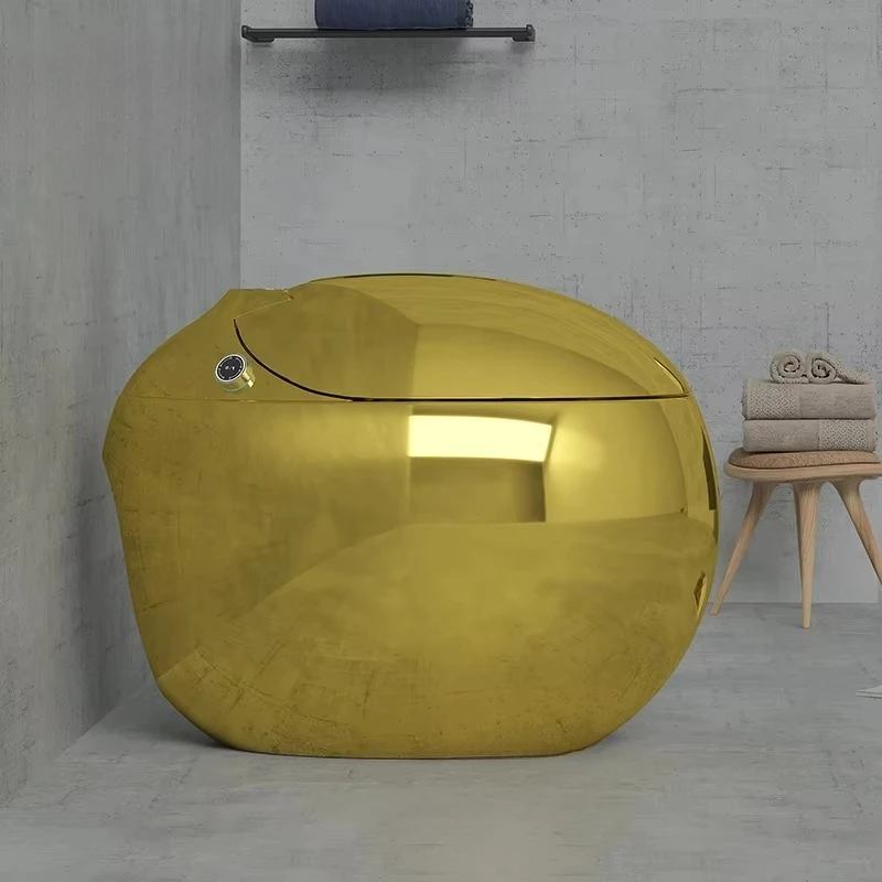 

Golden gold colored ceramic integrated bidet Wc electric smart toilet automatic smart bowl set hotel