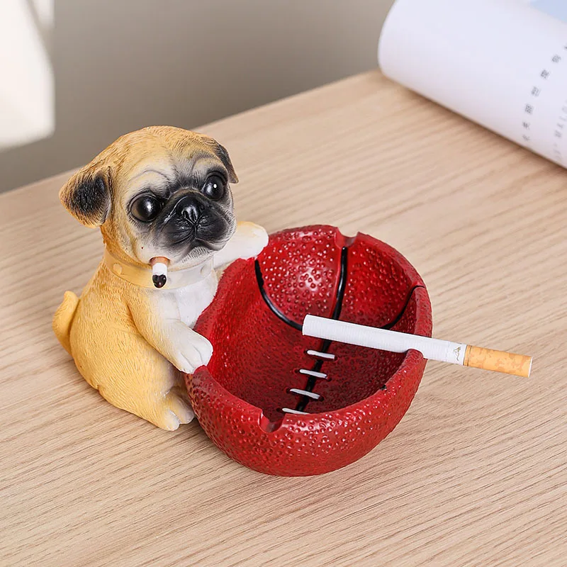 

Creative Basketball Puppy Ashtray Desk Decoration Smoking Accessories Smoking Dog Portable Windproof Ashtray Gift for Boyfriend