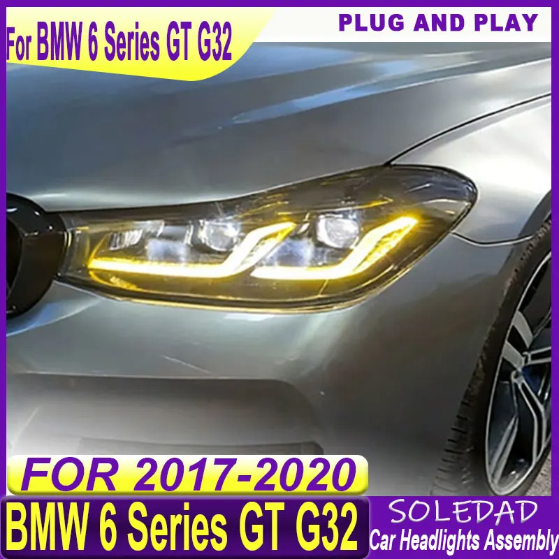 Car Styling Head Lamps For 2017-2020 BMW 6 Series GT G32 Modified with DRL LED Dual-Color Spoon Golden Eye Headlight Assemblies