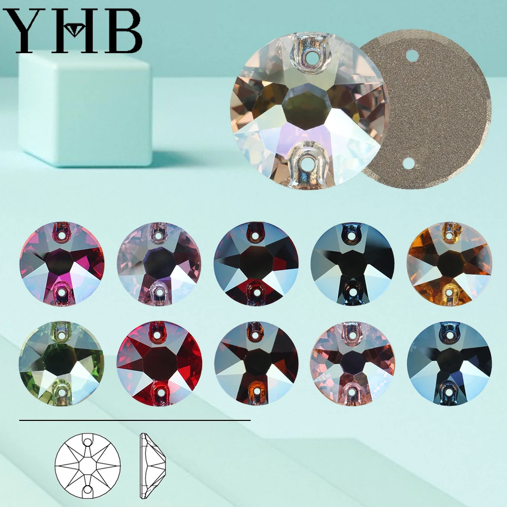 Piedras de cristal satinadas YHB TR XIRIUS Mist Glass para coser, con reverso plano, para prendas de vestir, ropa y bolsos.