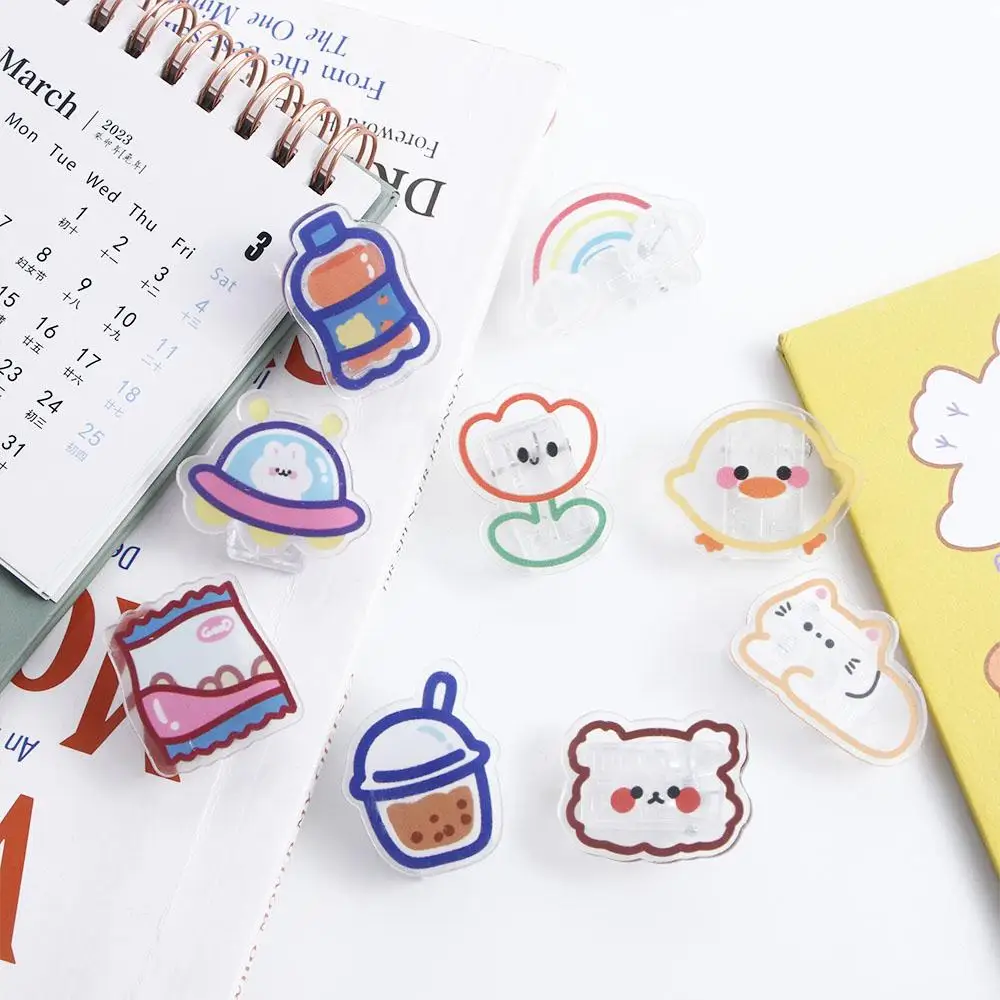 1pc Cartoon Acrylic Clip Girl Small Clips Decoration Photo Student Stationery Paper Folder Clip