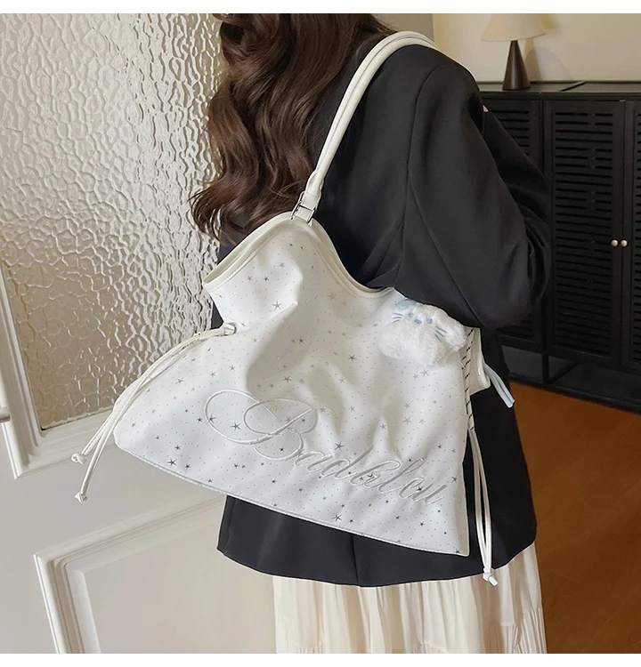 Y2k Fashion Letter Printing Pattern Shoulder Bag for Women 2026 Sweet Girls Vintage Casual Tote Bag Handbags Large Capacity Bag