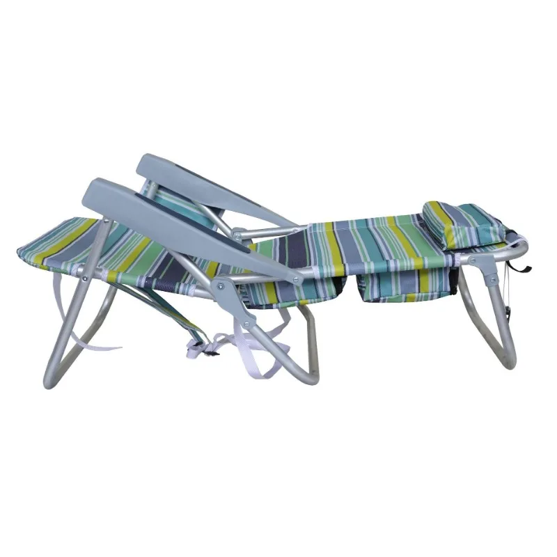 Outdoor Folding Lounge Chair With Backrest 5‑Gear Adjustable Recline Beach Camping Patio Recliner Rest Chair