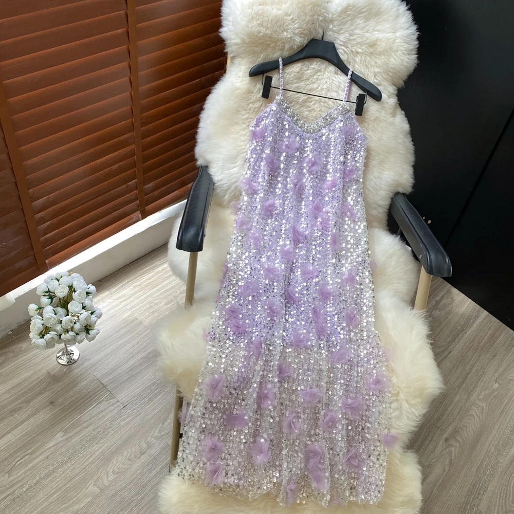 

Vintage sexy slim Three-dimensional rhinestone dress hotsweet Chic Summer Vestidos Vacation women clothing