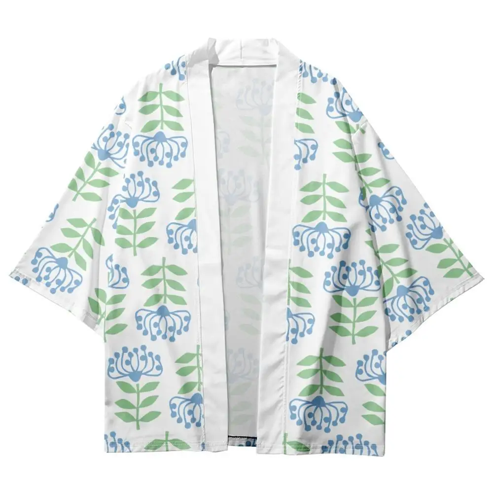 

Summer Men Women Looser Cardigan Floral Leaves Printed Japan Kimono Beach Shorts Yukata Clothing Harajuku Haori