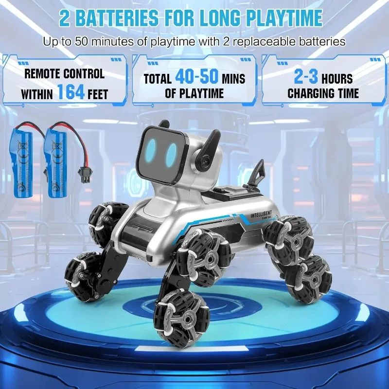 Robot Dog, auto RC Stunt per cani telecomandate da 2,4 Ghz con musica e luce, regali di compleanno per adulti