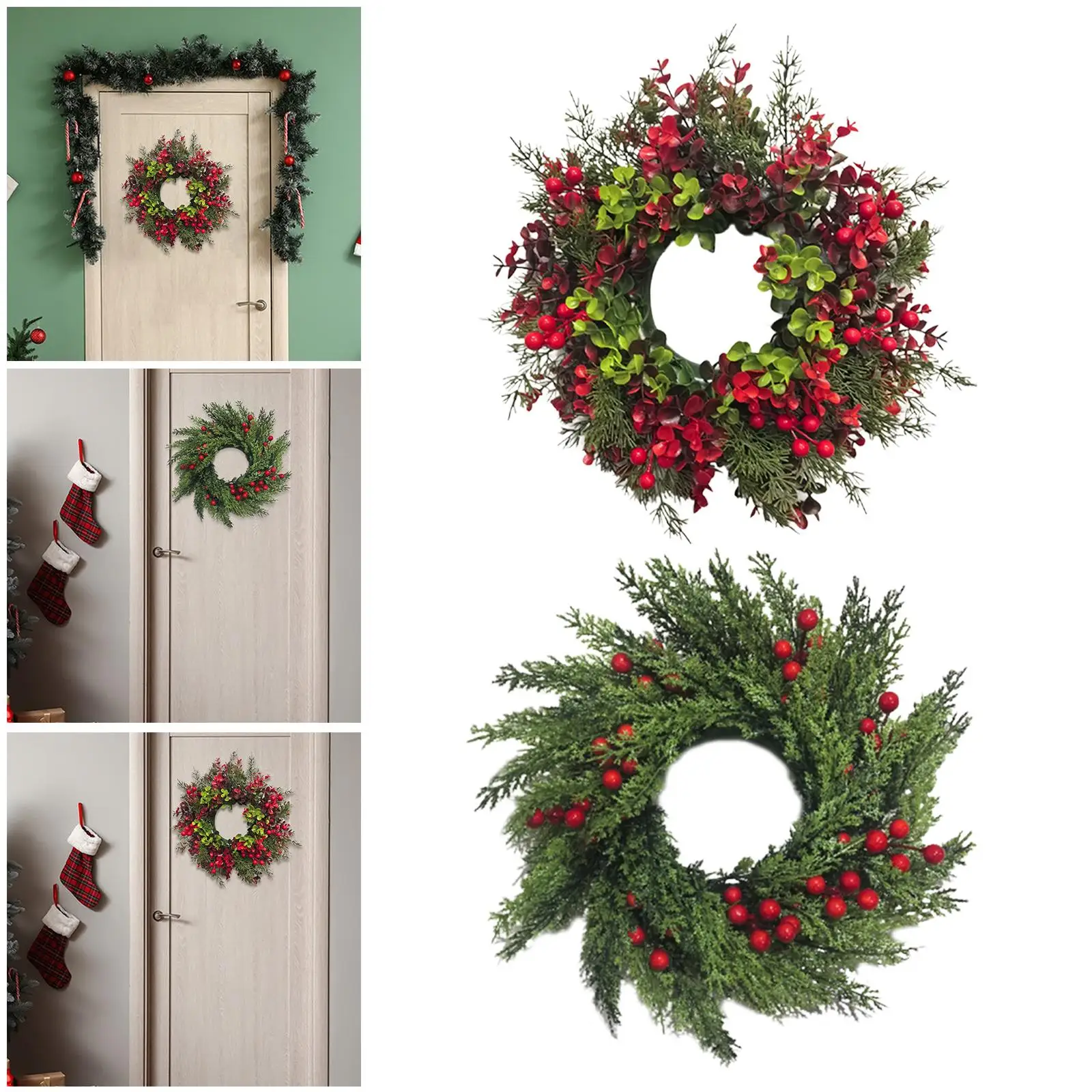 Snowy Winter Xmas Wreath Realistic Decorative Artificial Wreath for Christmas Door Home Office Indoor Outdoor Use view 6