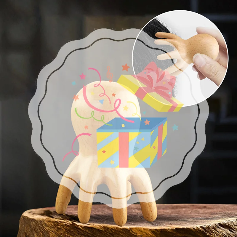 

Sandalwood Octopus Massage Comb Head Meridian Scraping Scalp Massage Brush Acupuncture SPA Gua Sha Massage Comb Fatigue Relief