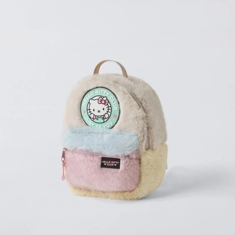 Sanrio Autumn and Winter New Cartoon Cute Hello Kitty Plush Kindergarten Backpack for Boys and Girls School Bag Gift