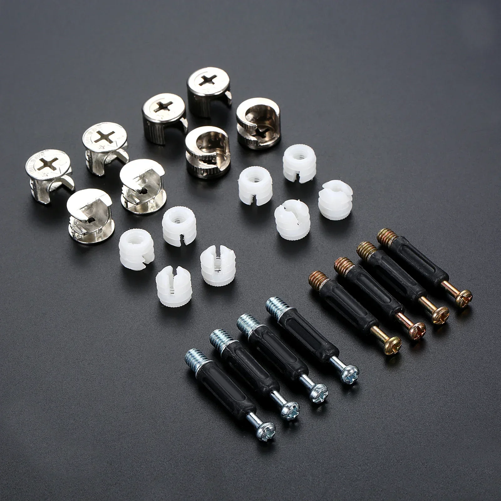 50 Sets 40mm 3In1 Furniture Connector Cam Lock Nut Screw Eccentric Wheel Nuts for Panel Connecting Wardrobe Splicing Fixing Tool