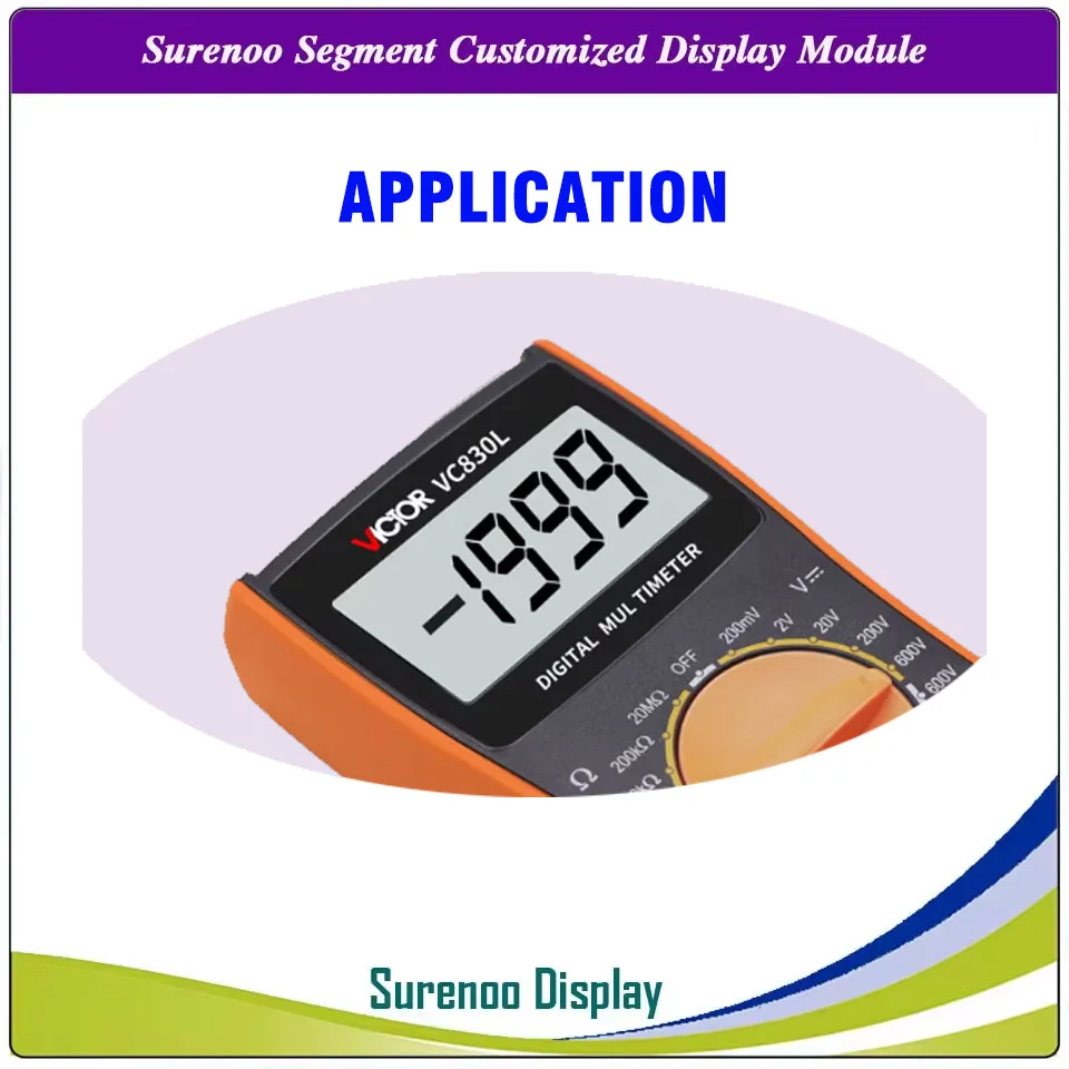 Brand New Customized 3 1/2 3.5 Bit 3V Segment Digital LCD Module Display Screen Glass (Outline: 50.8*30.5MM) 40P for Multimeter