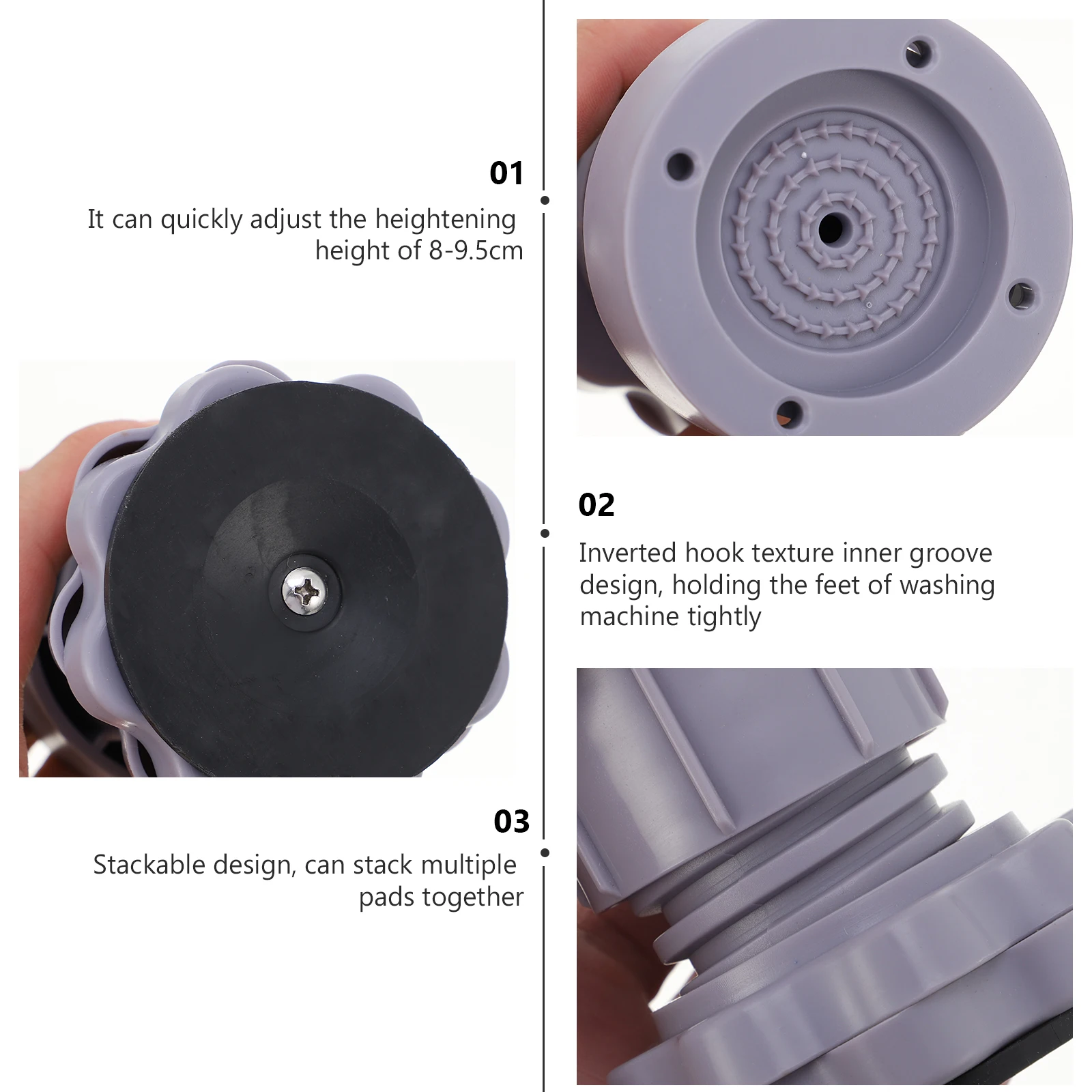 

Washer Pad Height Adjustable Anti-Slip Pad for Washing Machine Refrigerator Shock-Absorbing Mat 8-9.5cm Rotatable Locking Anti