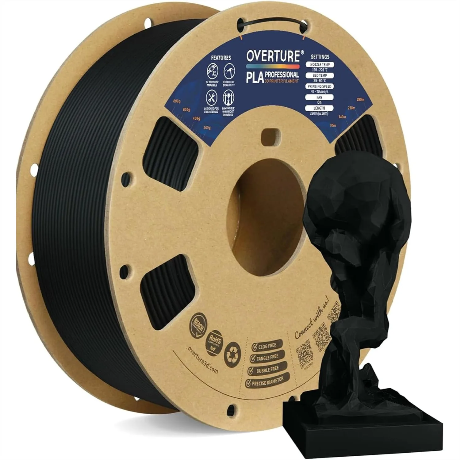

PLA Plus Filament 1.75mm, Strong & Durable 3D Printer Filament 1kg, High Precision +/- 0.02mm, Tangle-Free Black