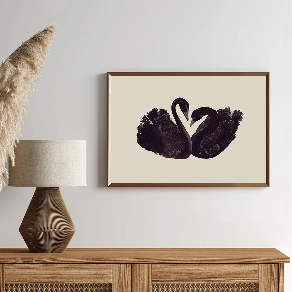 محايد العتيقة سوان المائية المشارك الحد الأدنى خمر الطيور جدار الفن اللوحة لغرفة النوم غرفة المعيشة مدخل ديكور المنزل #1